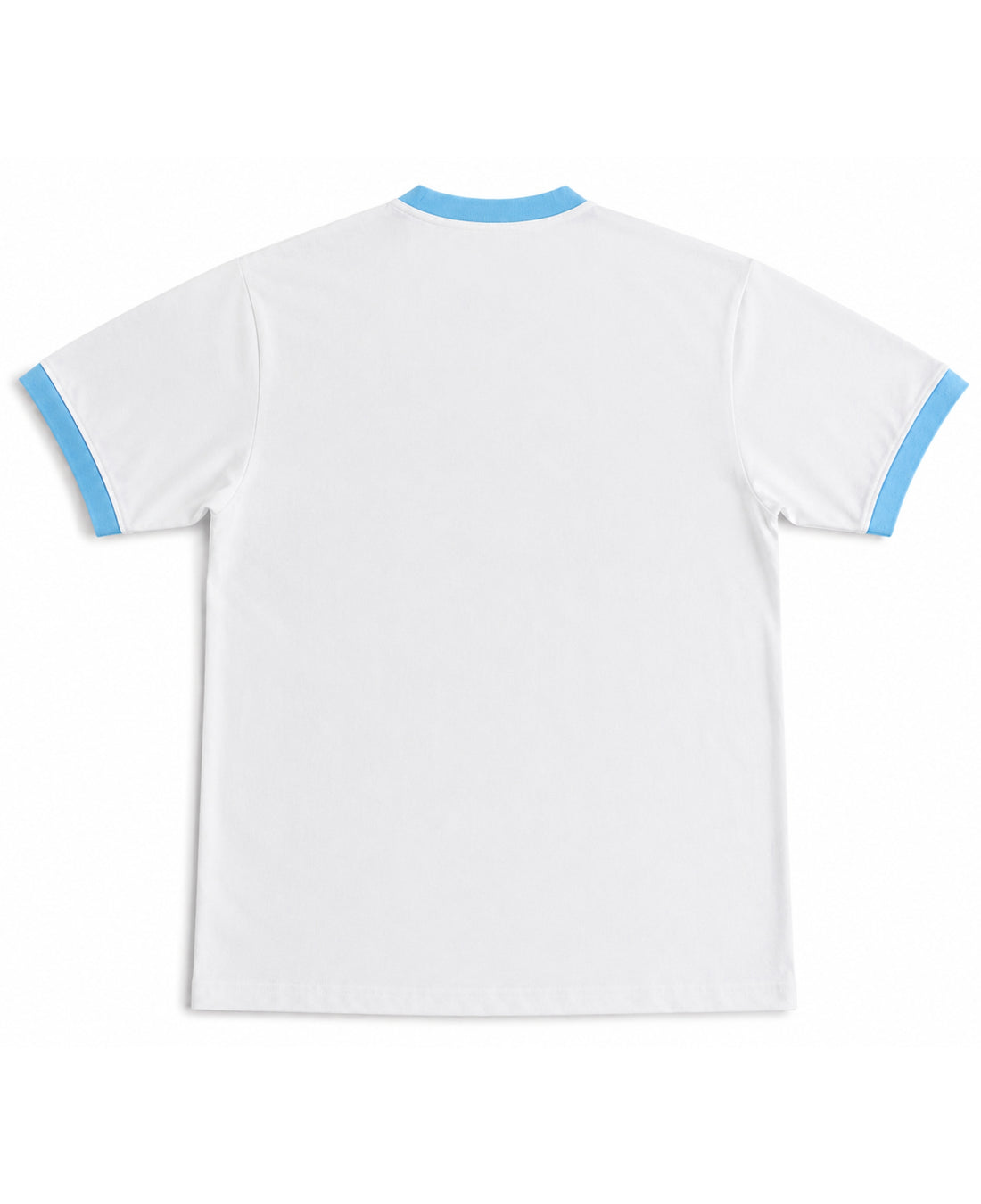 White &amp; Sky Blue Ringer tee Back Design