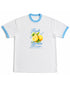 White & Sky Blue Ringer tee Front Design