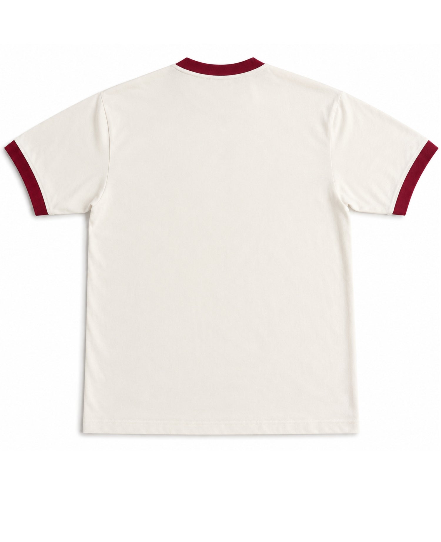 Off White &amp; Maroon Ringer tee Back Design