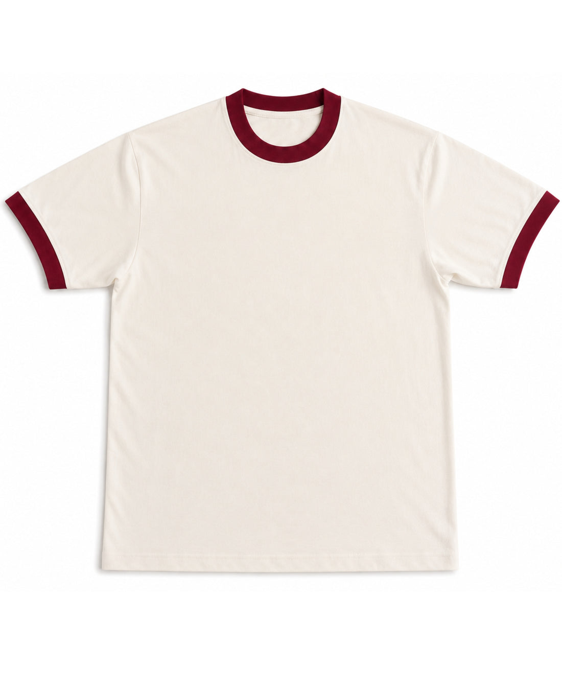 Off White &amp; Maroon Ringer tee Front Design
